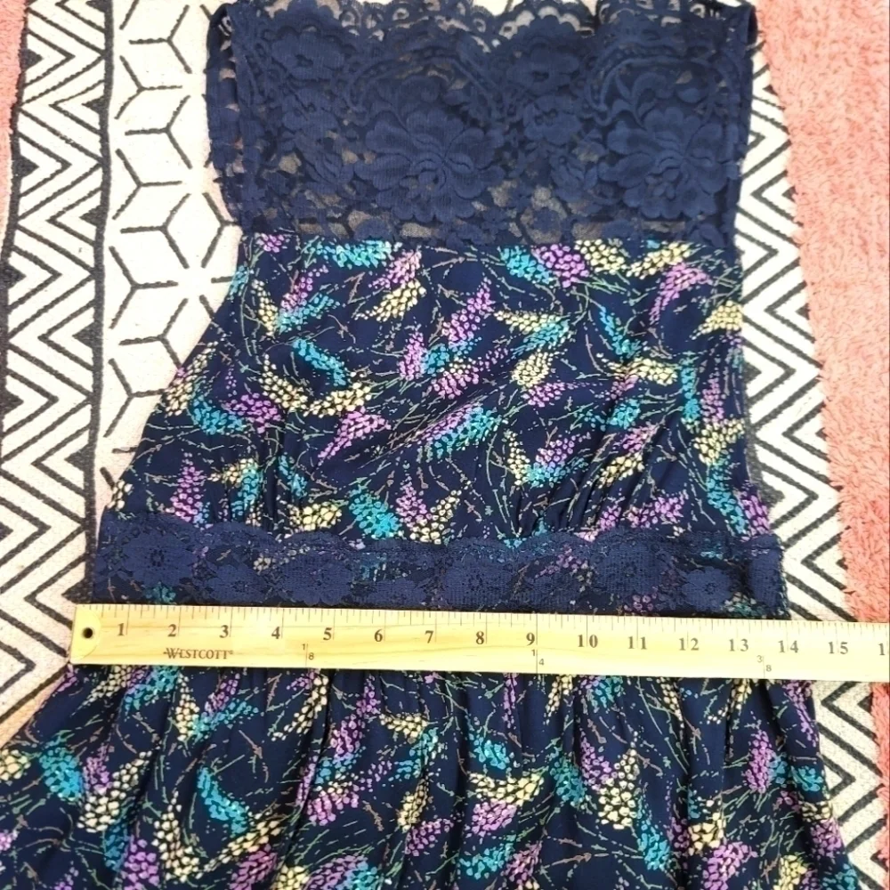 FREE PEOPLE LACE YOKE FLORAL SLEEVELESS DRESS, SZ SMALL